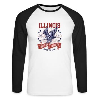Retro USA Eagle Freedom 1818 Vintage Illinois - Unisex Long Sleeve Baseball T-Shirt - white/black - Front - Nik (191cm)