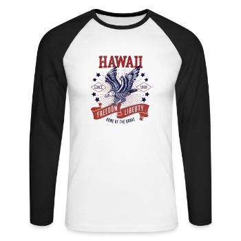 Retro USA Eagle Freedom 1959 Vintage Hawaii - Unisex Long Sleeve Baseball T-Shirt - white/black - Front - Nik (191cm)