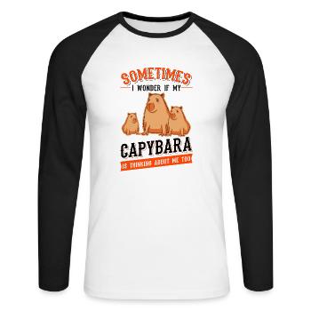 Capybara Cadeau Capybara Capibara - T-shirt baseball manches longues Homme - blanc/noir - Devant - Nik (191cm)