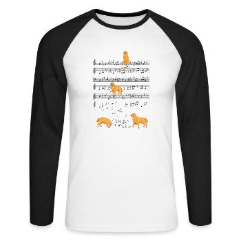Golden Retriever Hund Musik Noten Geschen - Unisex Baseballshirt langarm - Weiß/Schwarz - Vorne - Nik (191cm)