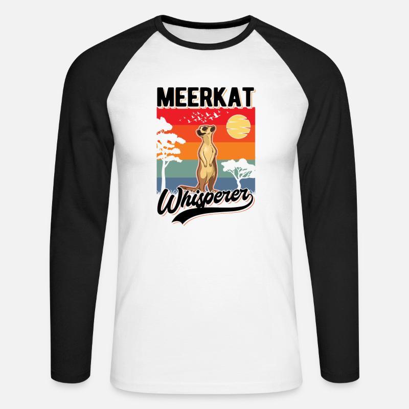 Erdmännchen Flüsterer Meerkat Whisperer - Unisex Baseballshirt langarm - Weiß/Schwarz