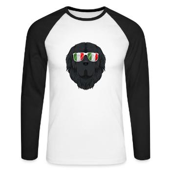 Newfoundland Italy Sunglasses I Italian Flag - Unisex Long Sleeve Baseball T-Shirt - white/black - Front - Nik (191cm)