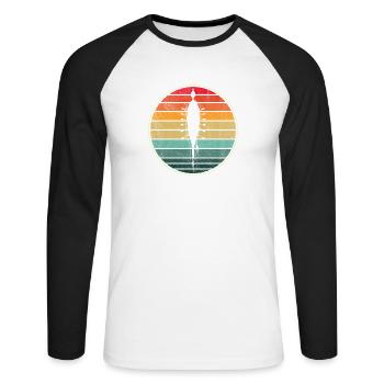 Retro Rowing Crew Boat Vintage Rower Row Team Fun - Unisex Long Sleeve Baseball T-Shirt - white/black - Front - Nik (191cm)