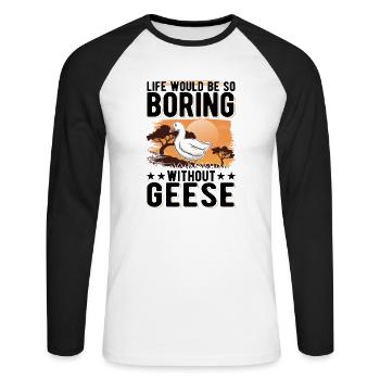 Oies Cadeau Oie Éleveur Oie Oie - T-shirt baseball manches longues Homme - blanc/noir - Devant - Nik (191cm)