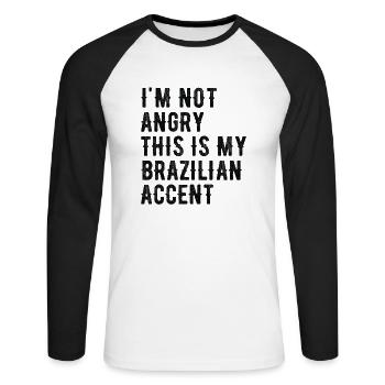 Je ne suis pas méchant, mon accent brésilien - T-shirt baseball manches longues Homme - blanc/noir - Devant - Nik (191cm)