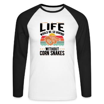 Corn Snake Cadeau Corn Snake - T-shirt baseball manches longues Homme - blanc/noir - Devant - Nik (191cm)