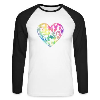 Arts Martiaux Coeur Amour Entraînement Karaté Tae Kwon Do - T-shirt baseball manches longues Homme - blanc/noir - Devant - Nik (191cm)
