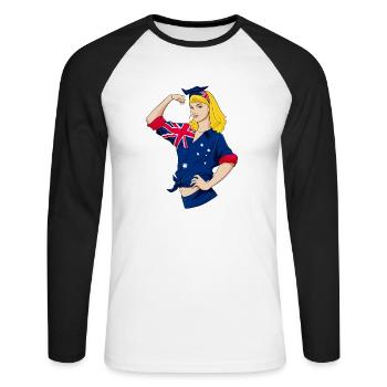 Fille australienne incassable I Heritage Australia - T-shirt baseball manches longues Homme - blanc/noir - Devant - Nik (191cm)