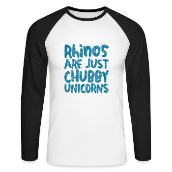 Rhinos Are Just Chubby Unicorns 4 - Unisex Baseballshirt langarm - Weiß/Schwarz - Vorne - Nik (191cm)