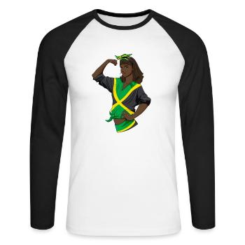 Fille jamaïcaine incassable I Héritage jamaïcain I - T-shirt baseball manches longues Homme - blanc/noir - Devant - Nik (191cm)