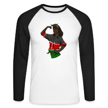 Kenyan Girl Unbreakable I Kenyan Heritage I Kenya - T-shirt baseball manches longues Homme - blanc/noir - Devant - Nik (191cm)