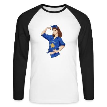 Kosovan Girl Unbreakable I Kosovan Heritage I - Unisex Baseballshirt langarm - Weiß/Schwarz - Vorne - Nik (191cm)