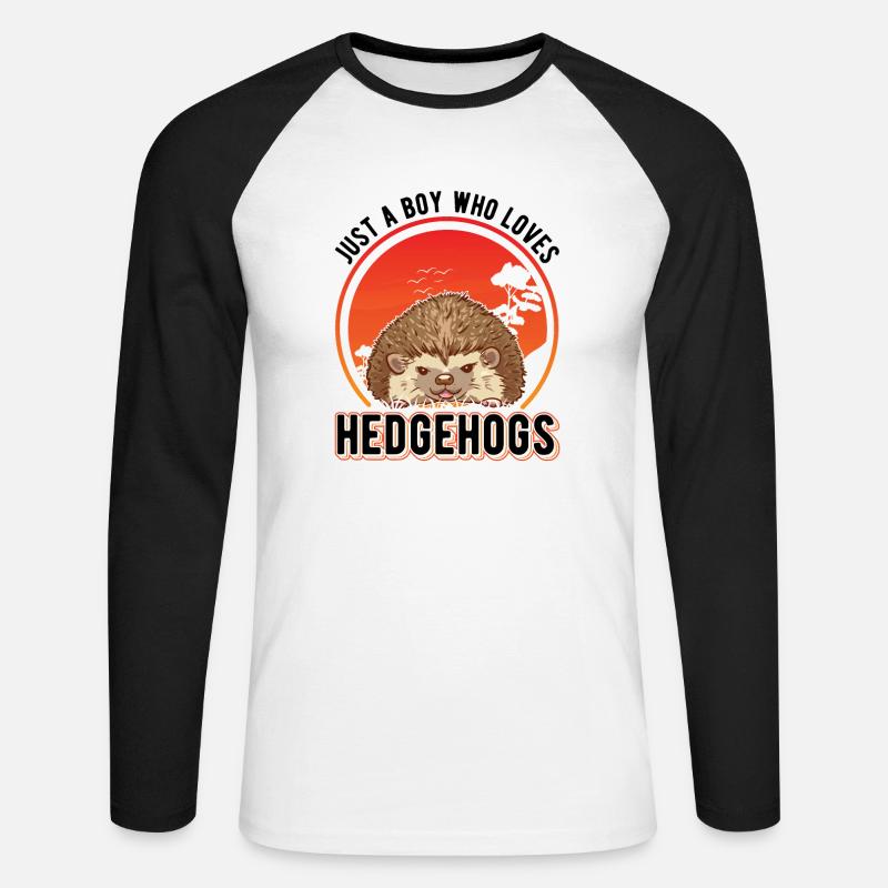 Igel Junge Stacheligel - Unisex Baseballshirt langarm - Weiß/Schwarz