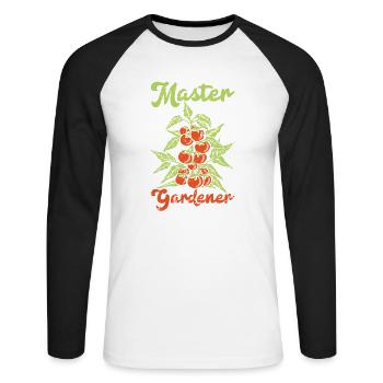 Tomate - Unisex Baseballshirt langarm - Weiß/Schwarz - Vorne - Nik (191cm)