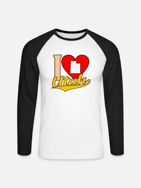 Ich Liebe Utah-geschenk - Unisex Baseballshirt langarm - Weiß/Schwarz