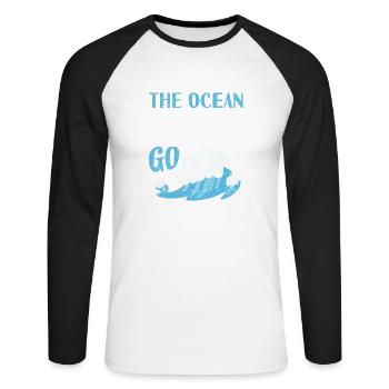 Der Ozean ruft und ich muss gehen Kite Board Surf - Unisex Baseballshirt langarm - Weiß/Schwarz - Vorne - Nik (191cm)