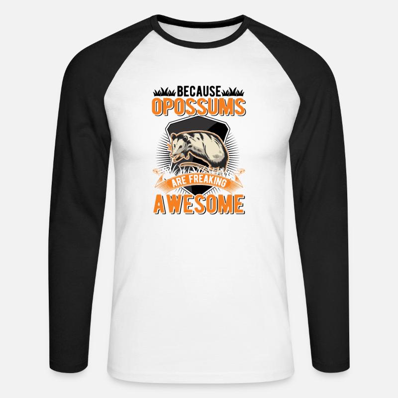 Because Opossums are freaking awesome - Unisex Baseballshirt langarm - Weiß/Schwarz