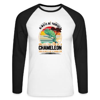 Chameleon Gift Chameleon - Unisex Long Sleeve Baseball T-Shirt - white/black - Front - Nik (191cm)