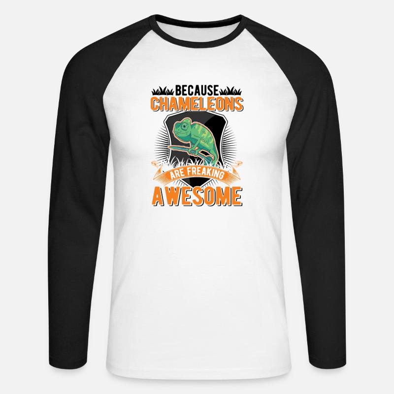 Because Chameleons are freaking awesome - Unisex Baseballshirt langarm - Weiß/Schwarz