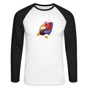 Grandma cat knitting wool old woman - Unisex Long Sleeve Baseball T-Shirt - white/black - Front - Nik (191cm)
