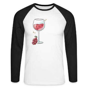 Weintrauben Weinglas Alkohol - Unisex Baseballshirt langarm - Weiß/Schwarz - Vorne - Nik (191cm)