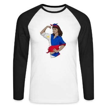 Filipino Girl Unbreakable Filipino Heritage - Unisex Baseballshirt langarm - Weiß/Schwarz - Vorne - Nik (191cm)