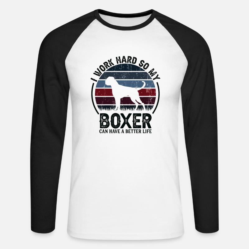 Arbeiten Sie Hart - Retro -Boxer - Unisex Baseballshirt langarm - Weiß/Schwarz