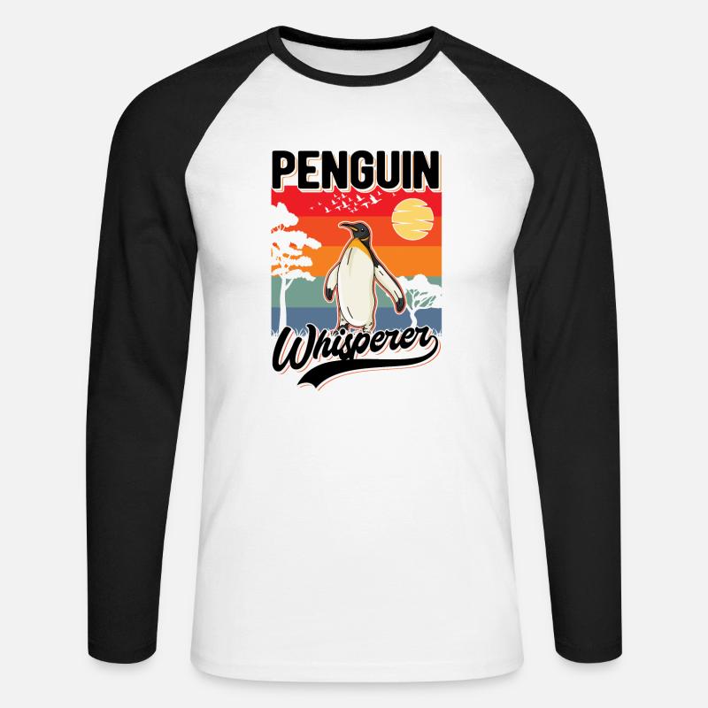 Pinguin Flüsterer Penguin Whisperer - Unisex Baseballshirt langarm - Weiß/Schwarz