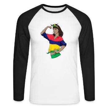 Mauritius Girl Unbreakable Mauritius Heritage - Unisex Baseballshirt langarm - Weiß/Schwarz - Vorne - Nik (191cm)