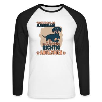Dackel Hund Teckle Hundeliebhaber Rauhaardackel - Unisex Baseballshirt langarm - Weiß/Schwarz - Vorne - Nik (191cm)