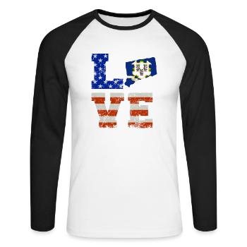 Cher cadeau connecticut - T-shirt baseball manches longues Homme - blanc/noir - Devant - Nik (191cm)