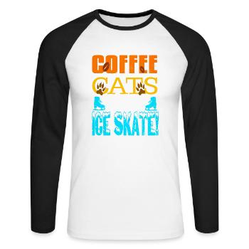 Coffee Cats Ice Skate! Awesome Ice Skating Tee - Unisex Baseballshirt langarm - Weiß/Schwarz - Vorne - Nik (191cm)