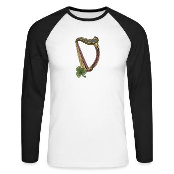 Harfe I Saiteninstrument Musik Motiv für Harfen - Unisex Baseballshirt langarm - Weiß/Schwarz - Vorne - Nik (191cm)