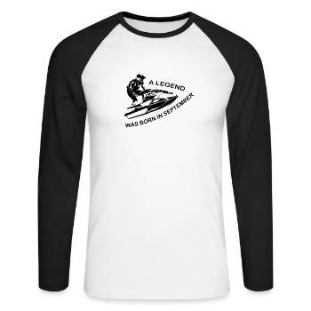 Jet SKi Fahrer Legende im September geboren - Unisex Baseballshirt langarm - Weiß/Schwarz - Vorne - Nik (191cm)