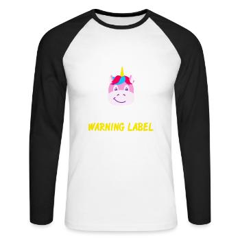 J’ai les cheveux roux Drôle de licorne Designs Thé - T-shirt baseball manches longues Homme - blanc/noir - Devant - Nik (191cm)