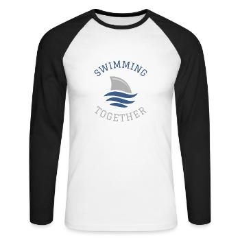 Schwimmen Spruch Lustig Swimming Together - Unisex Baseballshirt langarm - Weiß/Schwarz - Vorne - Nik (191cm)