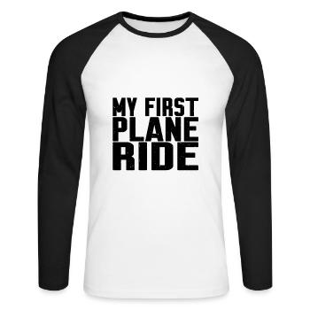 My First Plane Ride 40 - Unisex Baseballshirt langarm - Weiß/Schwarz - Vorne - Nik (191cm)