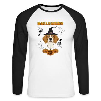 Happy Halloween I Dog Lover I Beagle - Unisex Long Sleeve Baseball T-Shirt - white/black - Front - Nik (191cm)