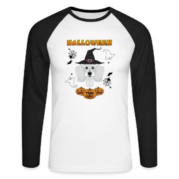 Happy Halloween I Dog Lover I Poodle - Unisex Long Sleeve Baseball T-Shirt - white/black - Front - Nik (191cm)