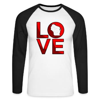 Dear Wisconsin Gift - Unisex Long Sleeve Baseball T-Shirt - white/black - Front - Nik (191cm)