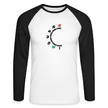 Motorcyclist Gift Motorcycle Motorcycle Helmet - Unisex Long Sleeve Baseball T-Shirt - white/black - Front - Nik (191cm)