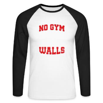 No Gym - Just Walls Parkour Traceur - Unisex Long Sleeve Baseball T-Shirt - white/black - Front - Nik (191cm)