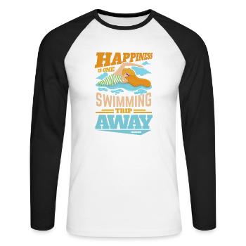 Schwimmen Bademeister Schwimmkurs Freibad Geschenk - Unisex Baseballshirt langarm - Weiß/Schwarz - Vorne - Nik (191cm)