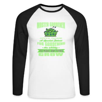 Green Thumb A Special Talent For Gardening Present - Unisex Long Sleeve Baseball T-Shirt - white/black - Front - Nik (191cm)