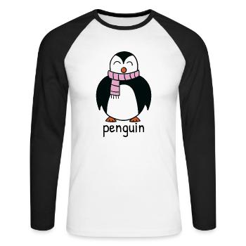 Winterpinguin - Unisex Baseballshirt langarm - Weiß/Schwarz - Vorne - Nik (191cm)