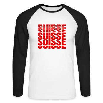 Switzerland Swiss Flag Fanshirt Suisse Gift - Unisex Long Sleeve Baseball T-Shirt - white/black - Front - Nik (191cm)