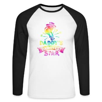L’étoile la plus brillante de papa retour à l’école - T-shirt baseball manches longues Homme - blanc/noir - Devant - Nik (191cm)