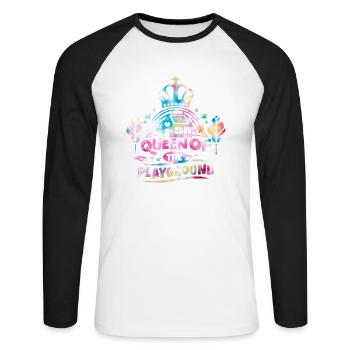 Reine de la cour de récréation Retour à l’école - T-shirt baseball manches longues Homme - blanc/noir - Devant - Nik (191cm)