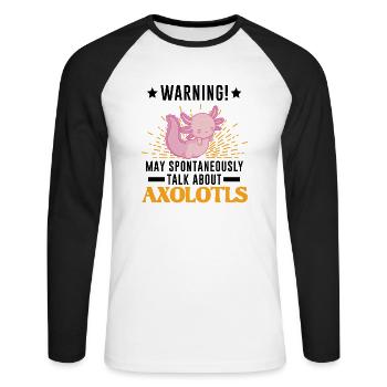 Axolotl Cadeau Queue Lurch - T-shirt baseball manches longues Homme - blanc/noir - Devant - Nik (191cm)