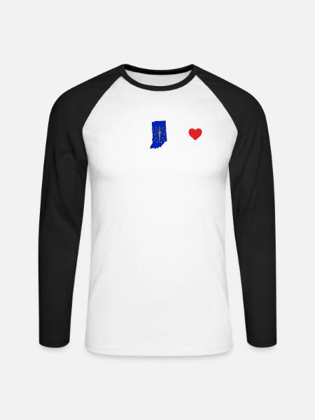 Indiana herzschlag geschenk - Unisex Baseballshirt langarm - Weiß/Schwarz